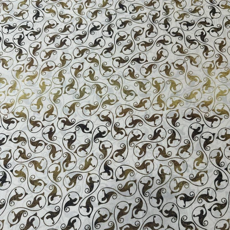 Tecido Crepe de Chine Estampado Mini Arabesque Classic • Conexão