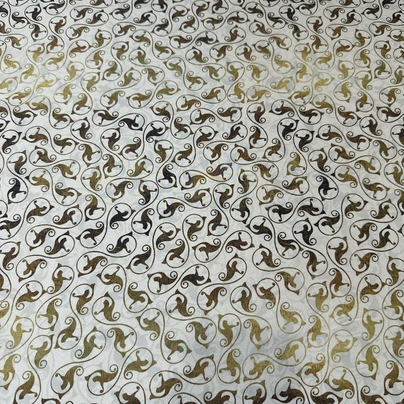 Tecido Crepe de Chine Estampado Mini Arabesque Classic • Conexão