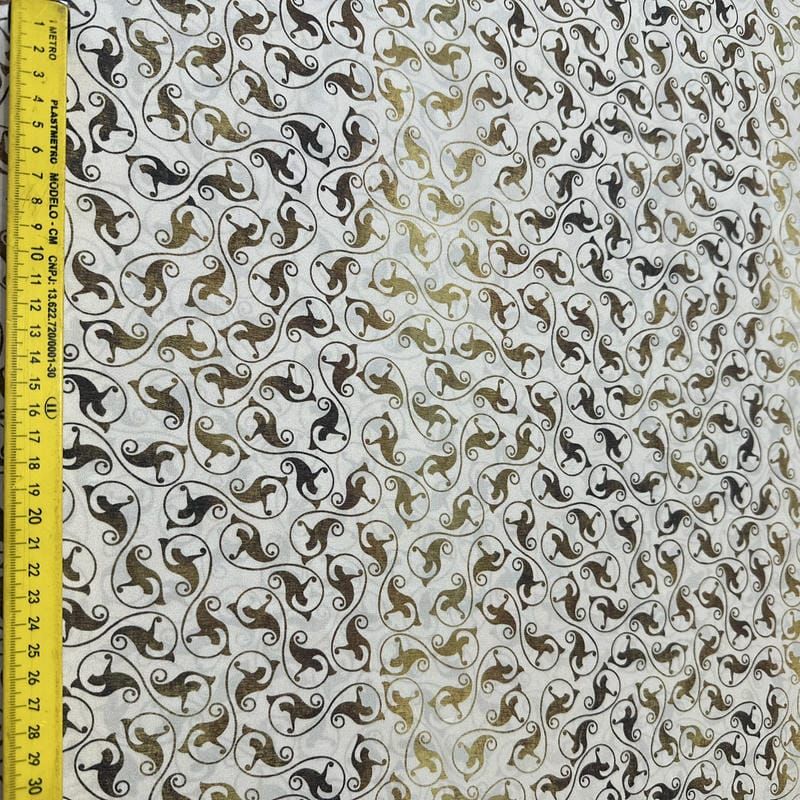 Tecido Crepe de Chine Estampado Mini Arabesque Classic • Conexão