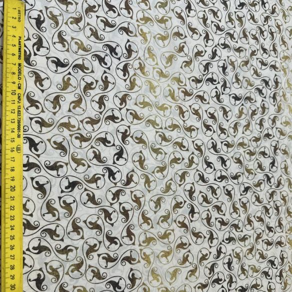 Tecido Crepe de Chine Estampado Mini Arabesque Classic • Conexão