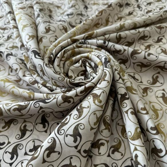 Tecido Crepe de Chine Estampado Mini Arabesque Classic • Conexão