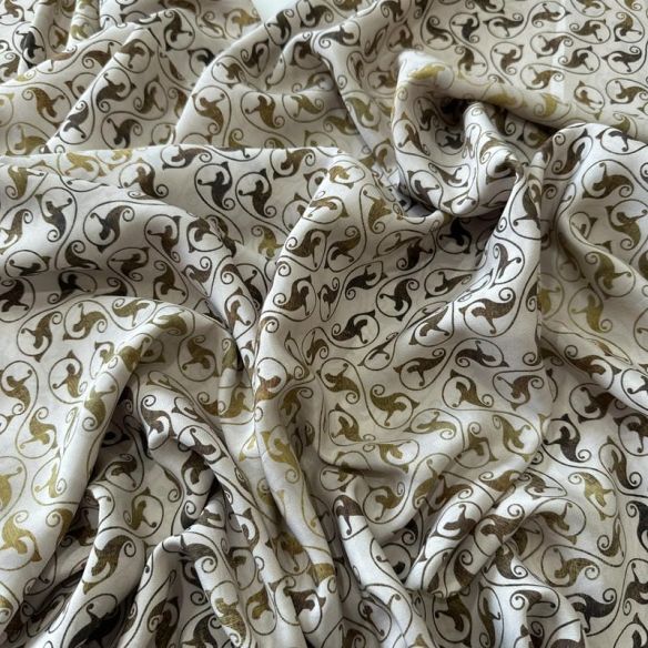 Tecido Crepe de Chine Estampado Mini Arabesque Classic • Conexão