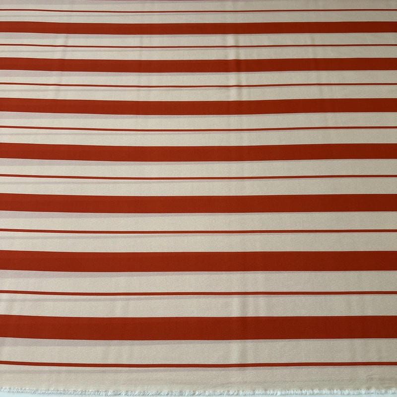 Tecido Crepe de Chine Estampado Stripe Bold Orange • Conexão Tecidos