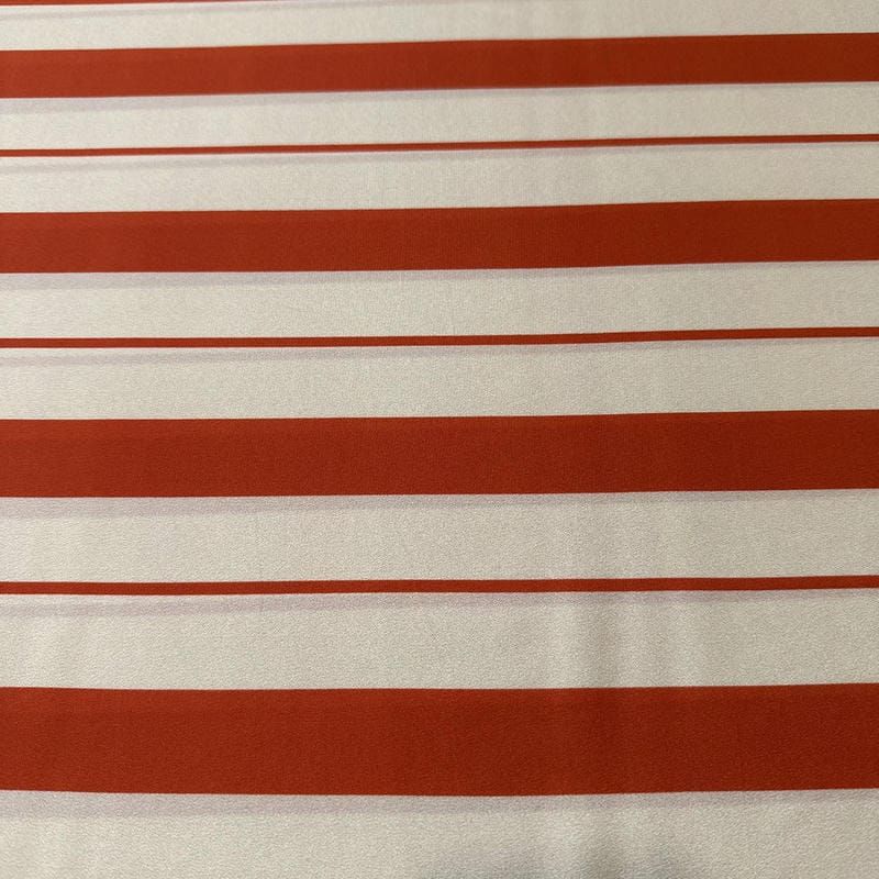 Tecido Crepe de Chine Estampado Stripe Bold Orange • Conexão Tecidos