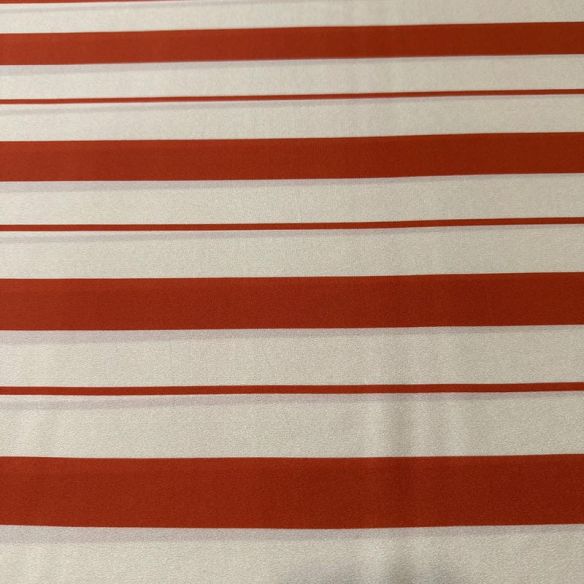 Tecido Crepe de Chine Estampado Stripe Bold Orange • Conexão Tecidos