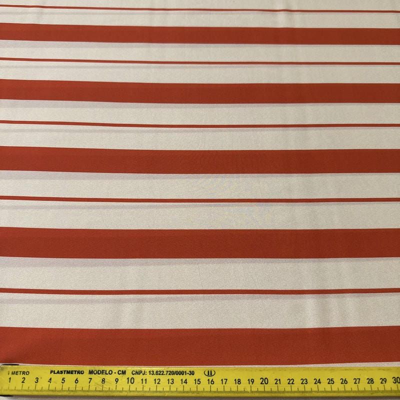 Tecido Crepe de Chine Estampado Stripe Bold Orange • Conexão Tecidos