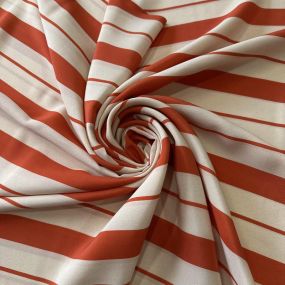 Tecido Crepe de Chine Estampado Stripe Bold Orange • Conexão Tecidos