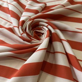 Tecido Crepe de Chine Estampado Stripe Bold Orange • Conexão Tecidos 2