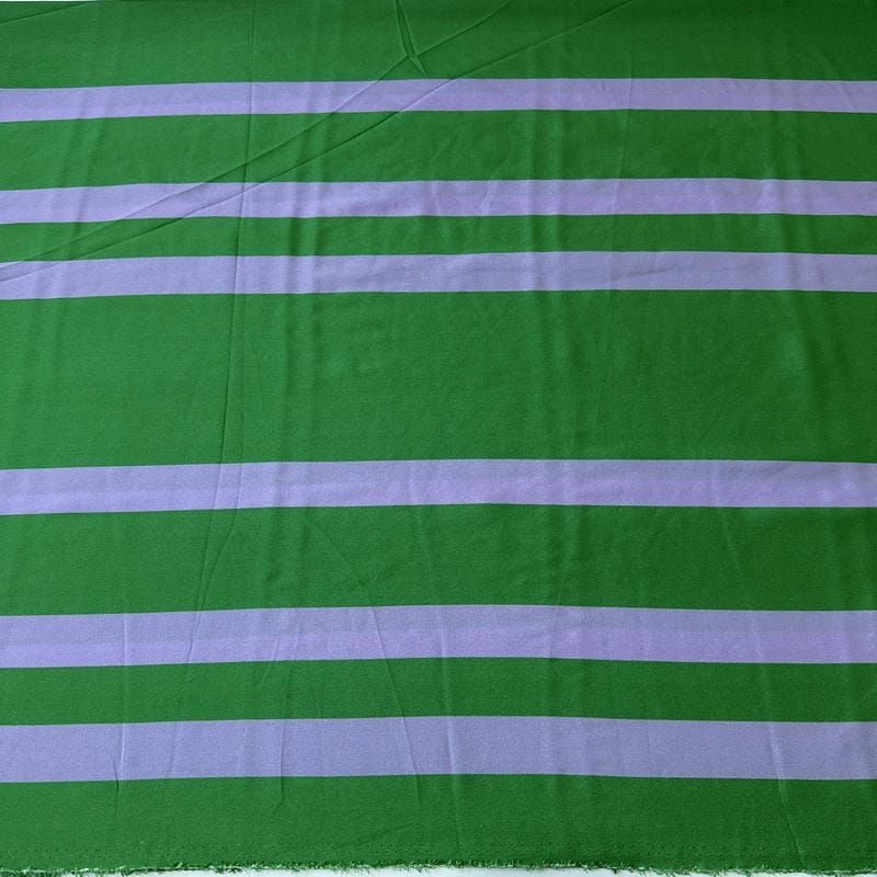 Tecido Crepe de Chine Estampado Green Stripe Fresh • Conexão Tecidos