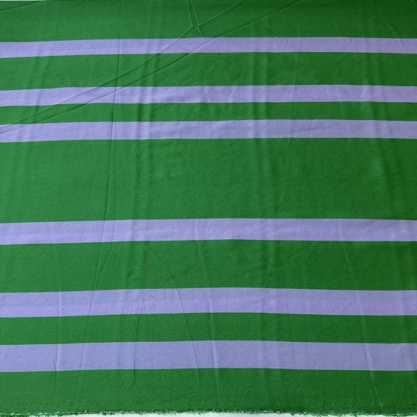 Tecido Crepe de Chine Estampado Green Stripe Fresh • Conexão Tecidos