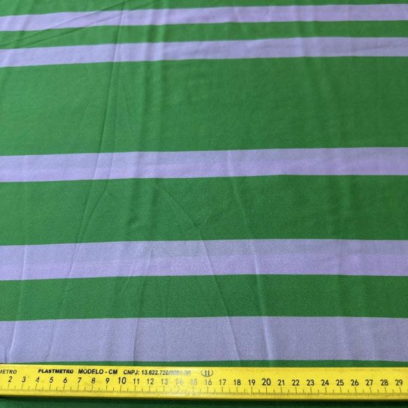 Tecido Crepe de Chine Estampado Green Stripe Fresh • Conexão Tecidos