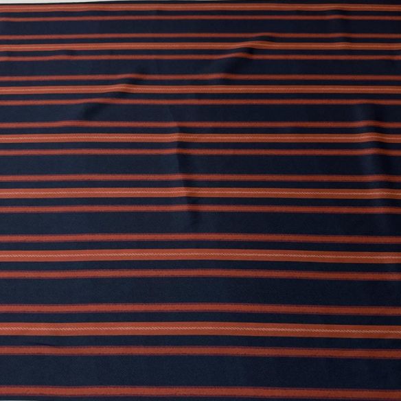 Tecido Crepe de Chine Estampado Stripe Navy Elegance • Conexão Tecidos