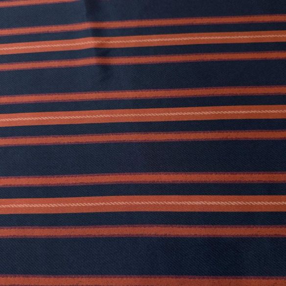 Tecido Crepe de Chine Estampado Stripe Navy Elegance • Conexão Tecidos