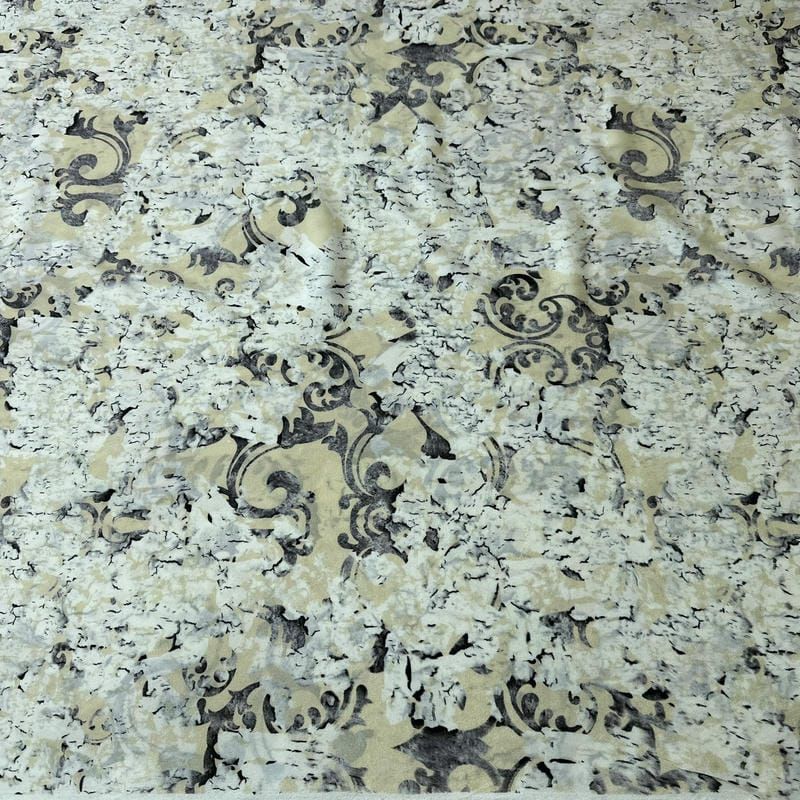 Tecido Crepe de Chine Estampado Vintage Floral Stone • Conexão Tecidos