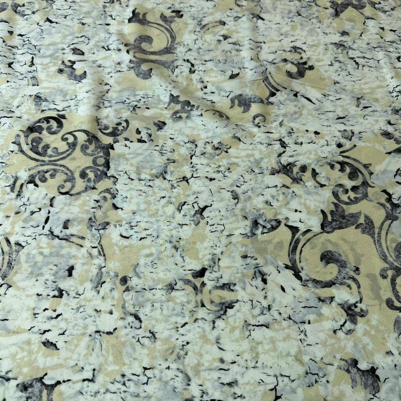 Tecido Crepe de Chine Estampado Vintage Floral Stone • Conexão Tecidos