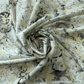 Tecido Crepe de Chine Estampado Vintage Floral Stone • Conexão Tecidos