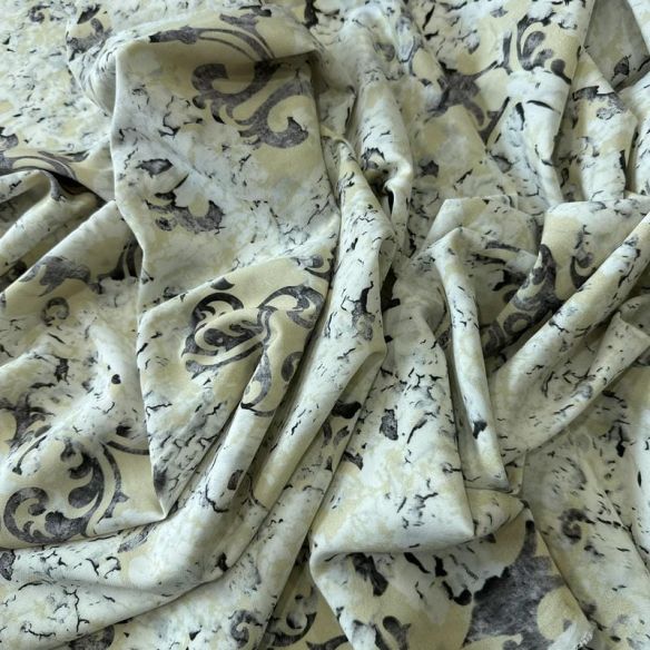 Tecido Crepe de Chine Estampado Vintage Floral Stone • Conexão Tecidos