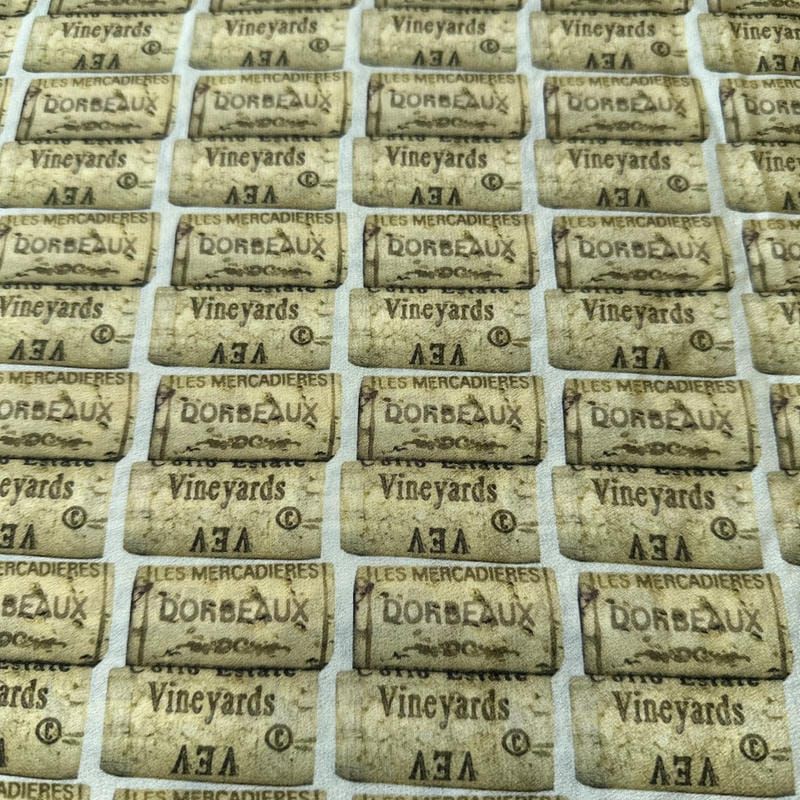 Tecido Crepe de Chine Estampado Wine Cork • Conexão Tecidos