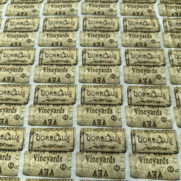 Tecido Crepe de Chine Estampado Wine Cork • Conexão Tecidos