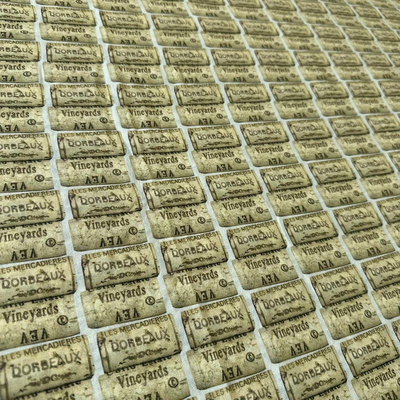 Tecido Crepe de Chine Estampado Wine Cork • Conexão Tecidos