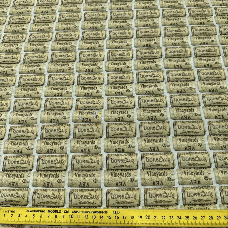Tecido Crepe de Chine Estampado Wine Cork • Conexão Tecidos
