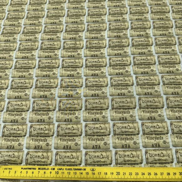 Tecido Crepe de Chine Estampado Wine Cork • Conexão Tecidos