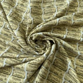 Tecido Crepe de Chine Estampado Wine Cork • Conexão Tecidos