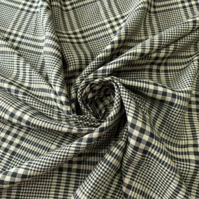 Tecido Linho Puro Xadrez Bege e Preto • Conexão Tecidos