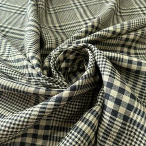 Tecido Linho Puro Xadrez Bege e Preto • Conexão Tecidos 2