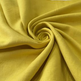 Tecido Linho Puro Liso Amarelo Vivo