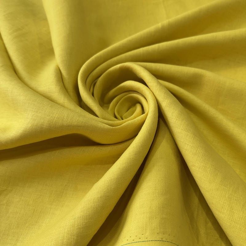 Tecido Linho Puro Liso Amarelo Vivo