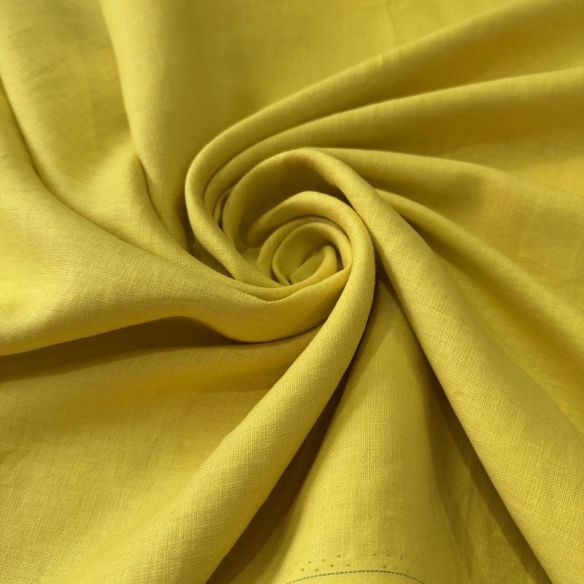 Tecido Linho Puro Liso Amarelo Vivo