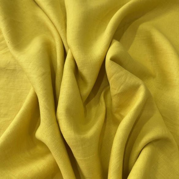 Tecido Linho Puro Liso Amarelo Vivo
