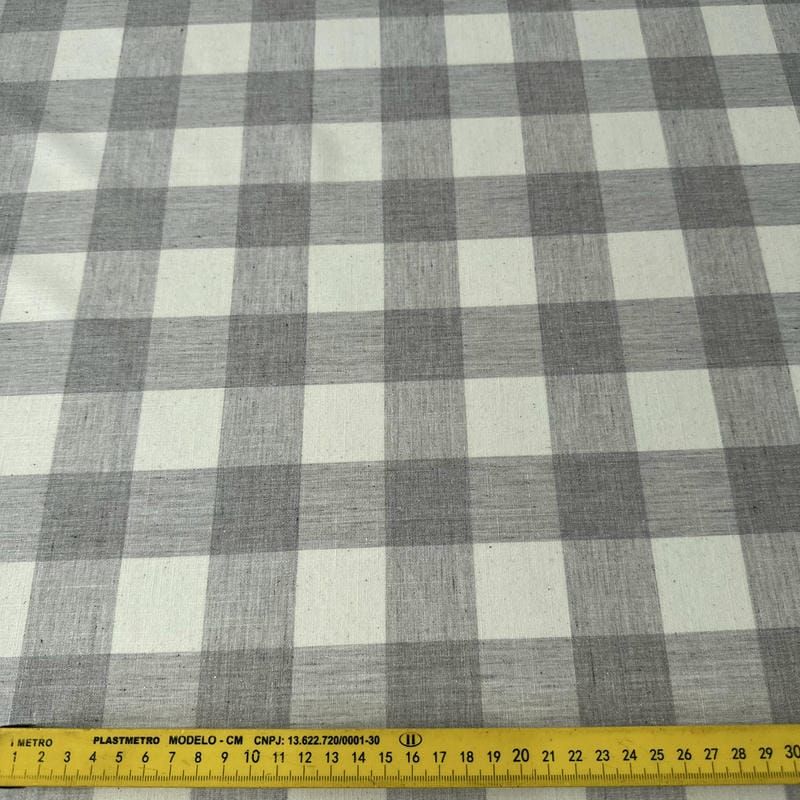 Tecido Cambraia De Algodão Xadrez Cinza Claro • Conexão Tecidos