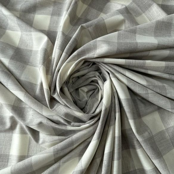 Tecido Cambraia De Algodão Xadrez Cinza Claro • Conexão Tecidos