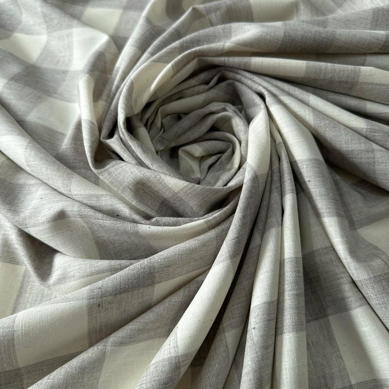 Tecido Cambraia De Algodão Xadrez Cinza Claro • Conexão Tecidos