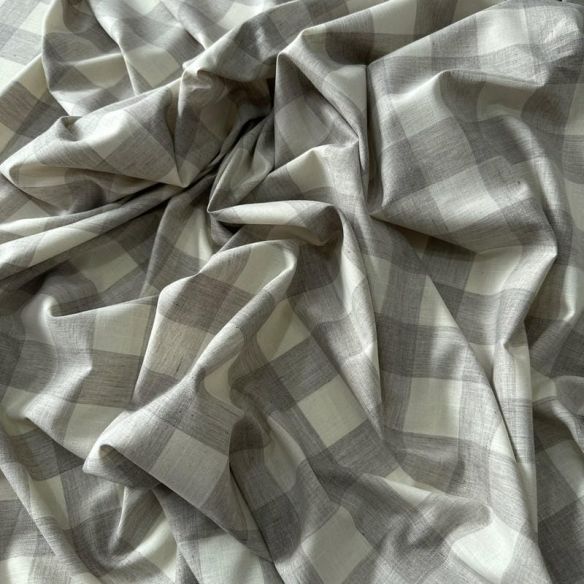 Tecido Cambraia De Algodão Xadrez Cinza Claro • Conexão Tecidos