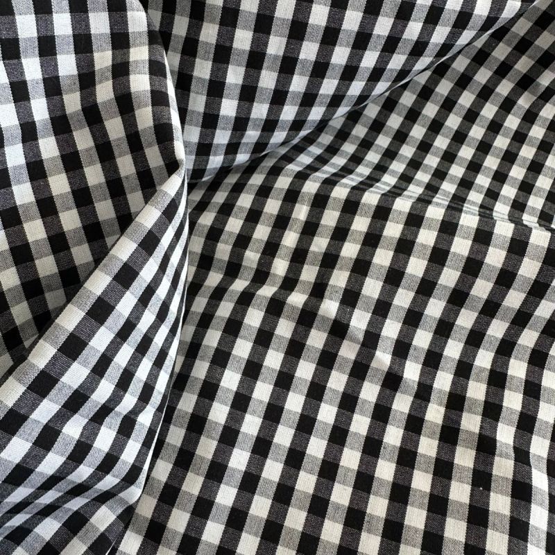 Tecido Tricoline Fio Tinto Vichy Preto Clássico • Conexão Tecidos