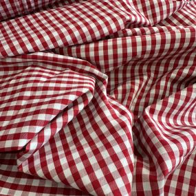 Tecido Tricoline Fio Tinto Vichy Vermelho Clássico • Conexão Tecidos