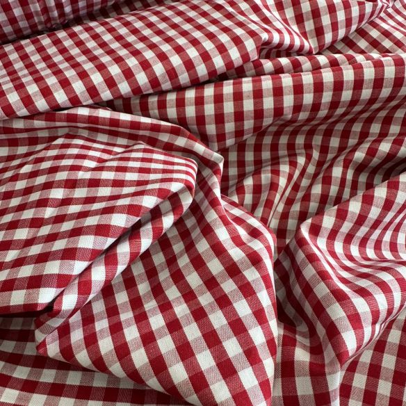 Tecido Tricoline Fio Tinto Vichy Vermelho Clássico • Conexão Tecidos