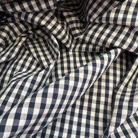 Tecido Tricoline Fio Tinto Vichy Marinho Clássico • Conexão Tecidos