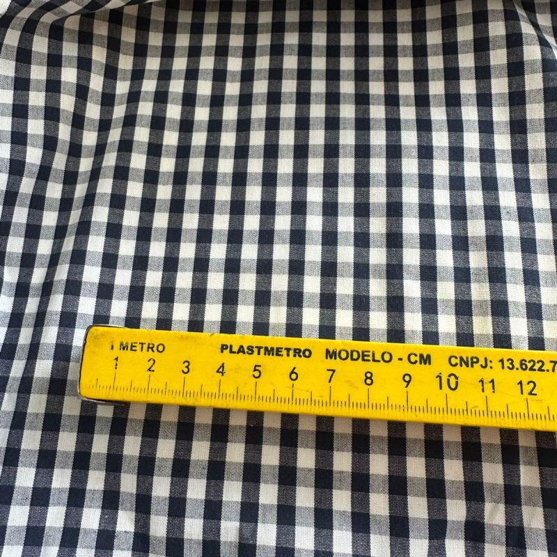 Tecido Tricoline Fio Tinto Vichy Marinho Clássico • Conexão Tecidos