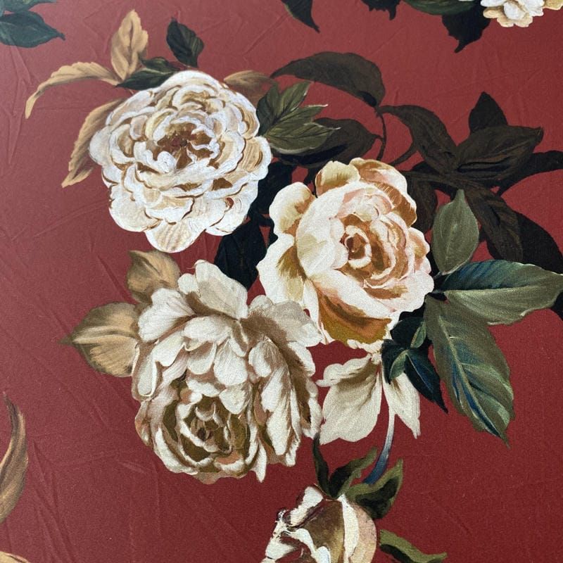 Tecido Malha Fluity Estampado Rose Vintage Marsala • Conexão Tecidos