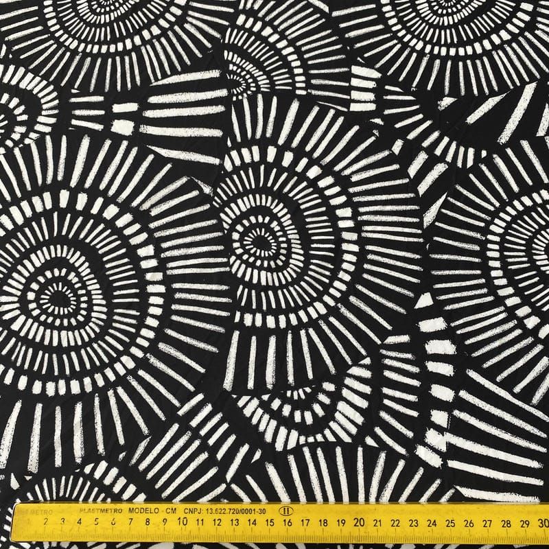 Tecido Malha Fluity Estampado Spiral Mono Art • Conexão Tecidos