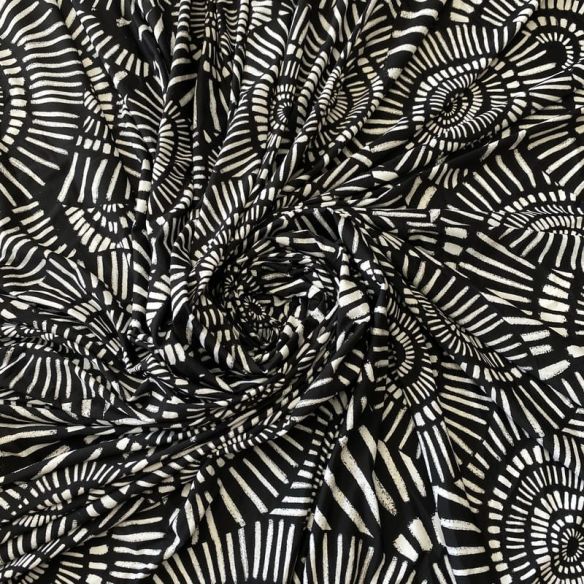 Tecido Malha Fluity Estampado Spiral Mono Art • Conexão Tecidos