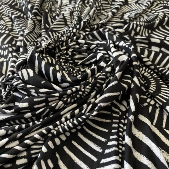 Tecido Malha Fluity Estampado Spiral Mono Art • Conexão Tecidos