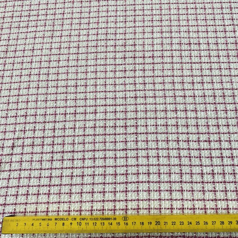 Tecido Tweed Grid Pink • Conexão Tecidos