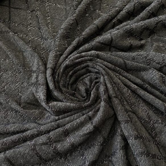 Tecido Malha Lurex Geo Shine Graphite • Conexão Tecidos