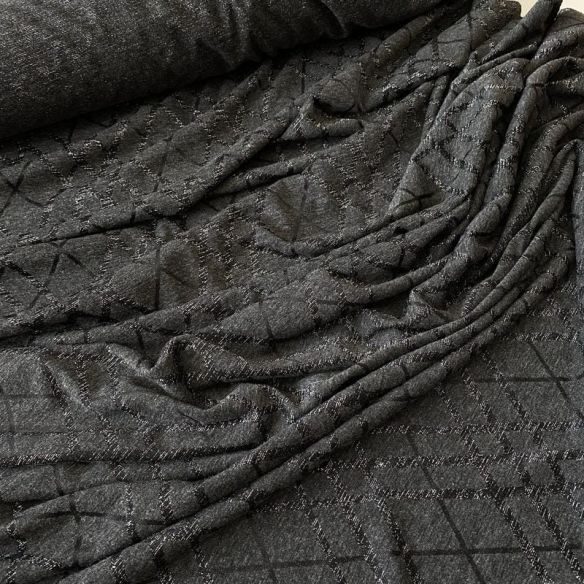 Tecido Malha Lurex Geo Shine Graphite • Conexão Tecidos