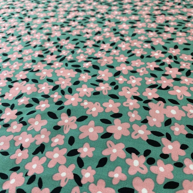 Tecido Viscose Estampada Floral Liberty Rosé Mint • Conexão Tecidos